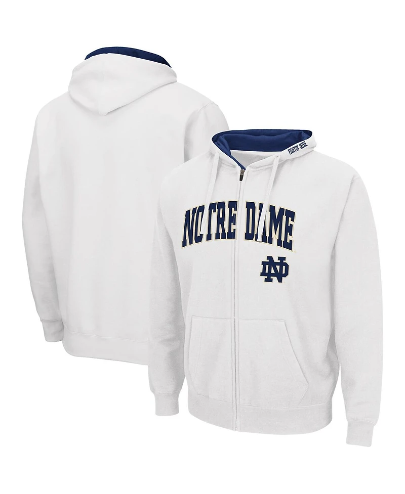 Men's Colosseum White Notre Dame Fighting Irish Arch and Logo 3.0 Full-Zip Hoodie