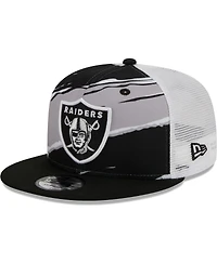 Men's New Era Black Las Vegas Raiders Tear Trucker 9FIFTY Snapback Hat