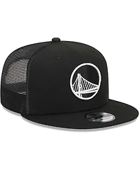 Men's New Era Black Golden State Warriors Evergreen 9FIFTY Trucker Snapback Hat