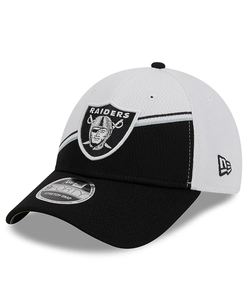Men's New Era White, Black Las Vegas Raiders 2023 Sideline 9FORTY Adjustable Hat