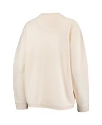 Women's Pressbox White Clemson Tigers Comfy Cord Vintage-Like Wash Basic Arch Pullover Sweatshirt