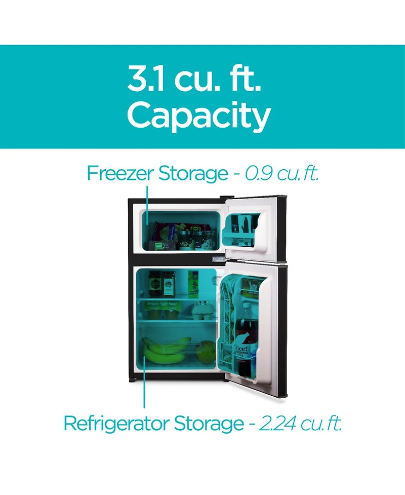 3.1 cu.ft.. 2 Door Ref/Freezer - Black