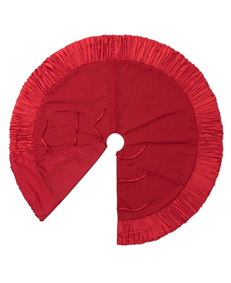 Glitzhome 72"D Oversized Deluxe Velvet Ruffled Christmas Tree Skirt