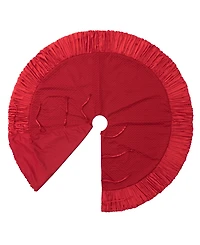 Glitzhome 72"D Oversized Deluxe Velvet Ruffled Christmas Tree Skirt