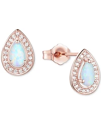 Amethyst (5/8 ct. t.w.) & Lab-Grown White Sapphire (1/6 Pear Halo Stud Earrings Sterling Silver (Also Additional Gemstones)