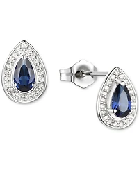 Amethyst (5/8 ct. t.w.) & Lab-Grown White Sapphire (1/6 Pear Halo Stud Earrings Sterling Silver (Also Additional Gemstones)