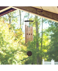 35" Long Traditional Copper Wood Round Top Wind Chime