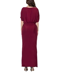 24seven Comfort Apparel Women's Boat Neck Slit Maxi Dress