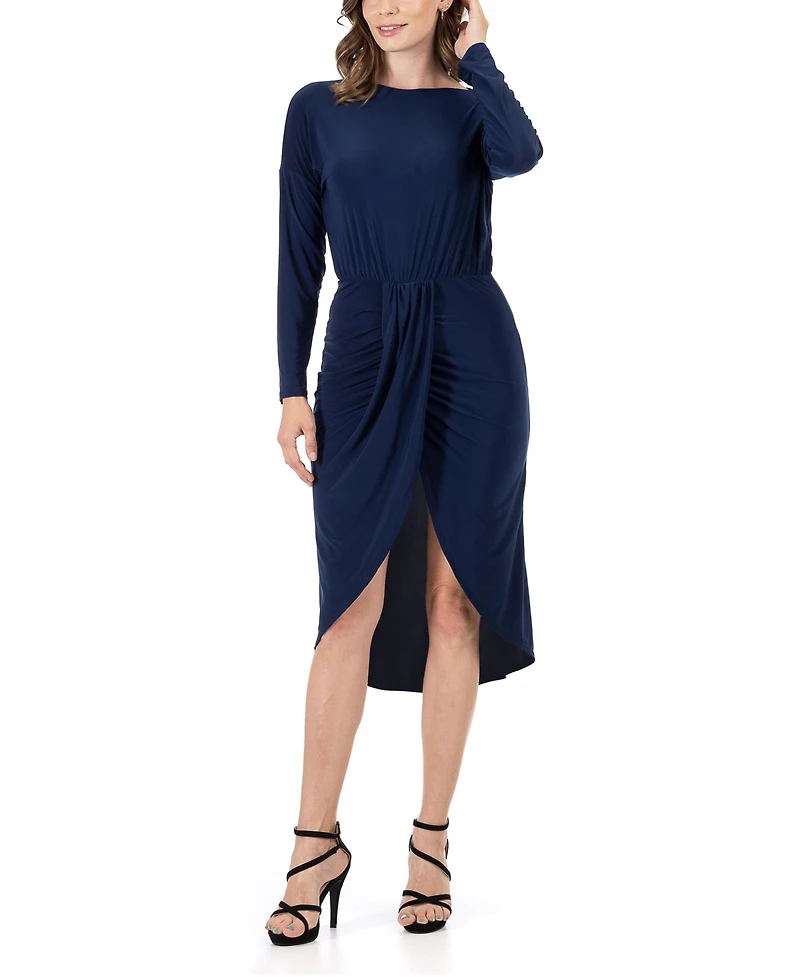 24seven Comfort Apparel Women's Long Sleeve Knee Length Dress