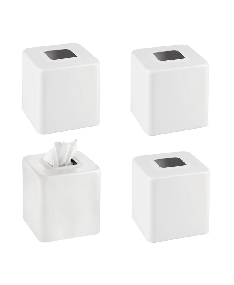 mDesign Metal Square Modern Tissue Box Cover Holder for Bathroom, 4 Pack