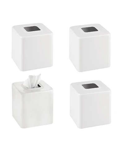 mDesign Metal Square Modern Tissue Box Cover Holder for Bathroom, 4 Pack