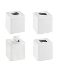 mDesign Metal Square Modern Tissue Box Cover Holder for Bathroom, 4 Pack