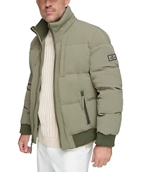 Marc New York Men's Sideling Stretch Crinkle Down Color Block Bomber Jacket