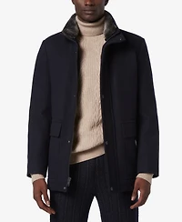 Marc New York Men's Brooks Melton Wool Car Coat with Faux Fur Collar