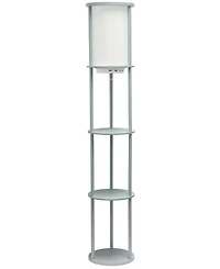 All The Rages Etagere Organizer Storage Floor Lamp with 2 Usb Charging Ports, 1 Charging Outlet
