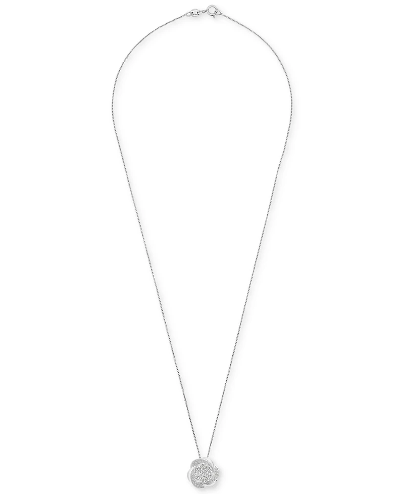 Diamond Flower 18" Pendant Necklace (1/4 ct. t.w.) in Sterling Silver, Created for Macy's