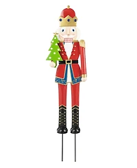 Glitzhome 43.25" H Metal Christmas Nutcracker Yard Stake or Standing Decor or Hanging Decor