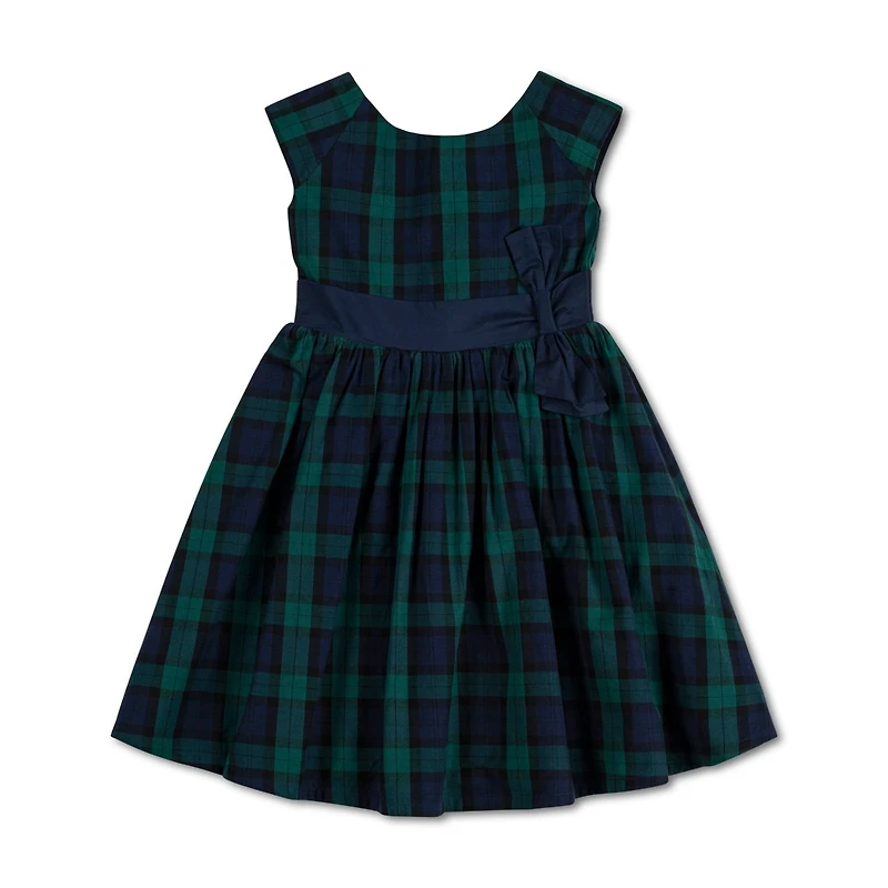 Hope & Henry Little Girls Cap Sleeve Party Dress with Bow Sash, Toddler|Child