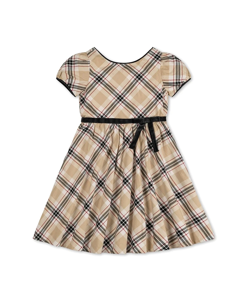 Hope & Henry Big Girls Puff Sleeve Party Dress with Velvet Trim