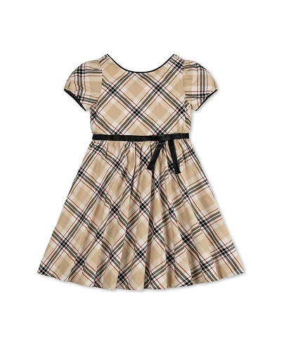 Hope & Henry Big Girls Puff Sleeve Party Dress with Velvet Trim