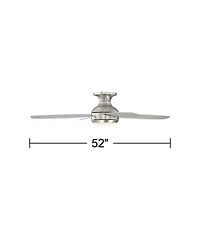 52" Casa Vieja Elite Modern Hugger Indoor Ceiling Fan with Dimmable Led Light Remote Control Brushed Nickel Opal Glass for Living Room Kitchen Ho