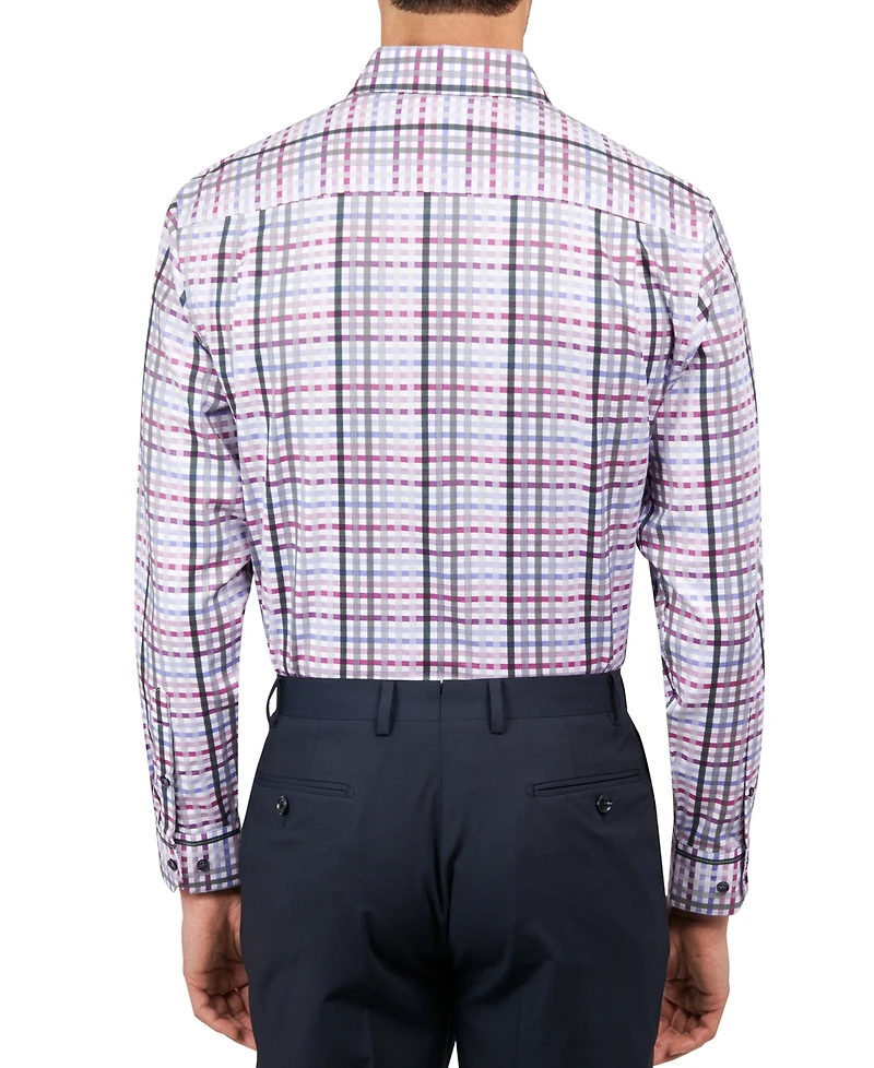 Michelsons of London Men's Regular-Fit Dobby Plaid Dress Shirt
