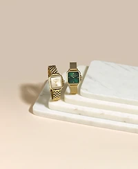 Olivia Burton Women's Grosvenor Soft Square Gold-Tone Stainless Steel Mesh Bracelet Watch 28mm