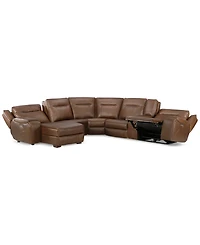 Closeout! Hansley 6-Pc Zero Gravity Leather Sectional with Power Recliner and Chaise, Created for Macy's