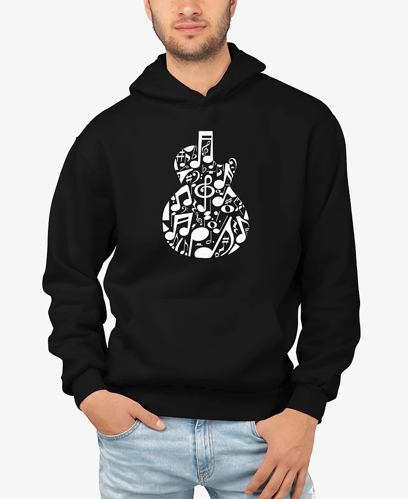 La Pop Art Men's Music Notes Guitar Word Hooded Sweatshirt