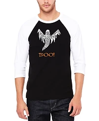 La Pop Art Men's Halloween Ghost Raglan Baseball Word T-shirt