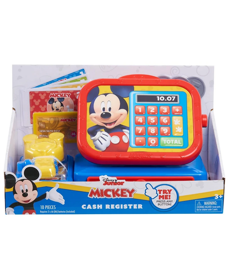 Disney Junior Mickey Mouse Funhouse Cash Register with Realistic Sounds, Pretend Play Money and Scanner