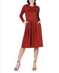 Women's Midi Length Fit and Flare Dress
