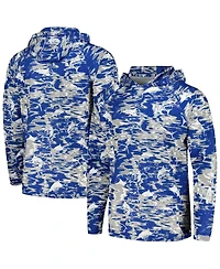 Men's Columbia Royal Kentucky Wildcats Pfg Terminal Tackle Omni-Shade Rippled Long Sleeve Hooded T-shirt