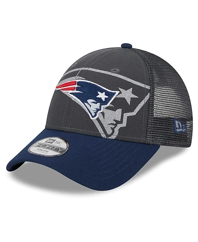 Preschool Boys and Girls New Era Graphite, Navy New England Patriots Reflect 9FORTY Adjustable Hat