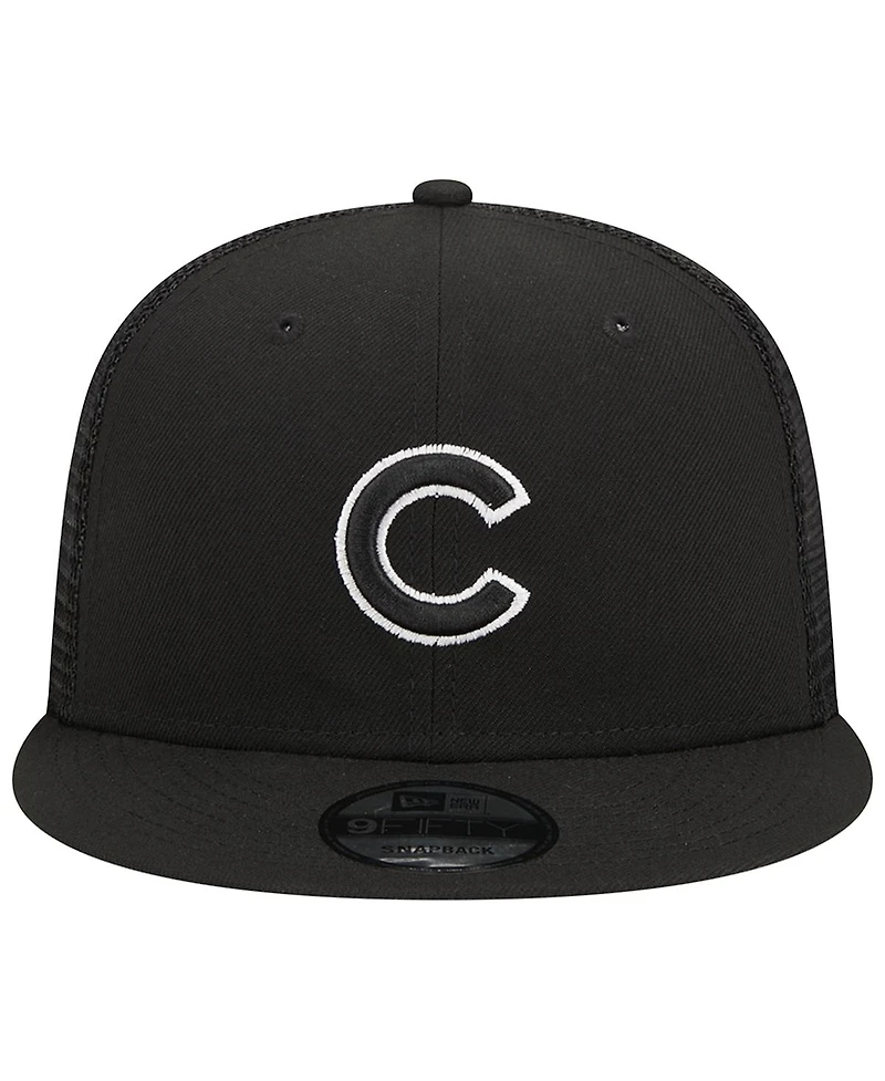 Men's New Era Black Chicago Cubs Trucker 9FIFTY Snapback Hat