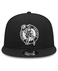 Men's New Era Black Boston Celtics Evergreen 9FIFTY Trucker Snapback Hat