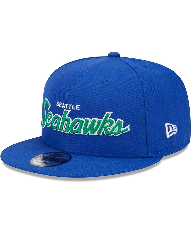 Men's New Era Royal Seattle Seahawks Main Script 9FIFTY Snapback Hat