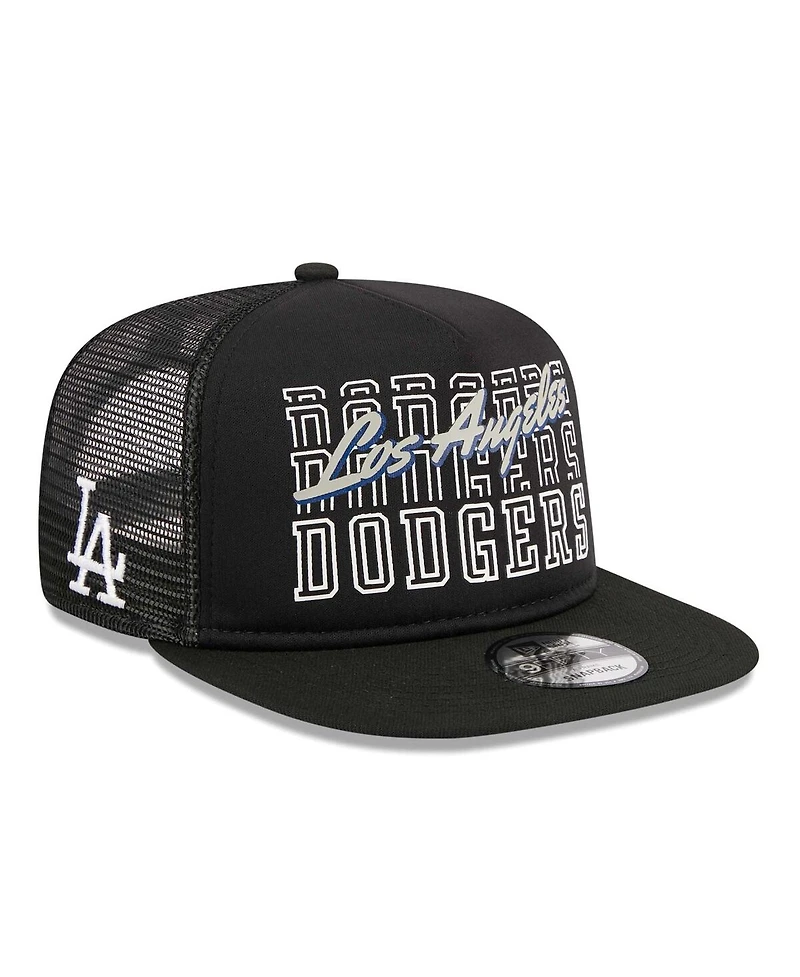 Men's New Era Black Los Angeles Dodgers Street Team A-Frame Trucker 9FIFTY Snapback Hat