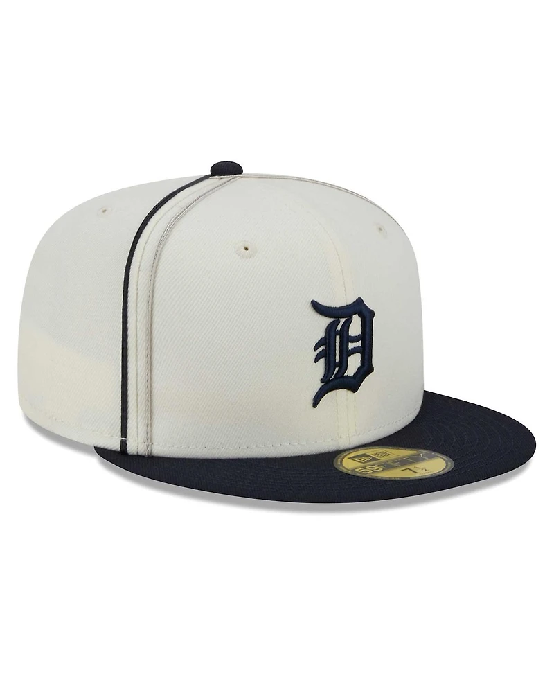 Men's New Era Cream, Navy Detroit Tigers Chrome Sutash 59FIFTY Fitted Hat