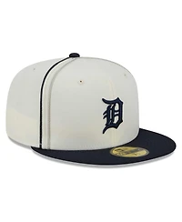 Men's New Era Cream, Navy Detroit Tigers Chrome Sutash 59FIFTY Fitted Hat