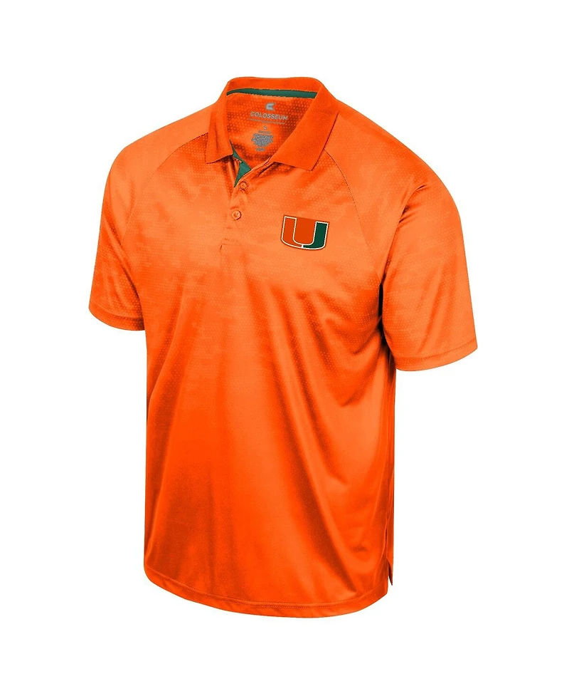Men's Colosseum Orange Miami Hurricanes Honeycomb Raglan Polo Shirt