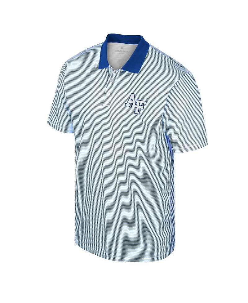 Men's Colosseum White, Royal Air Force Falcons Print Stripe Polo Shirt