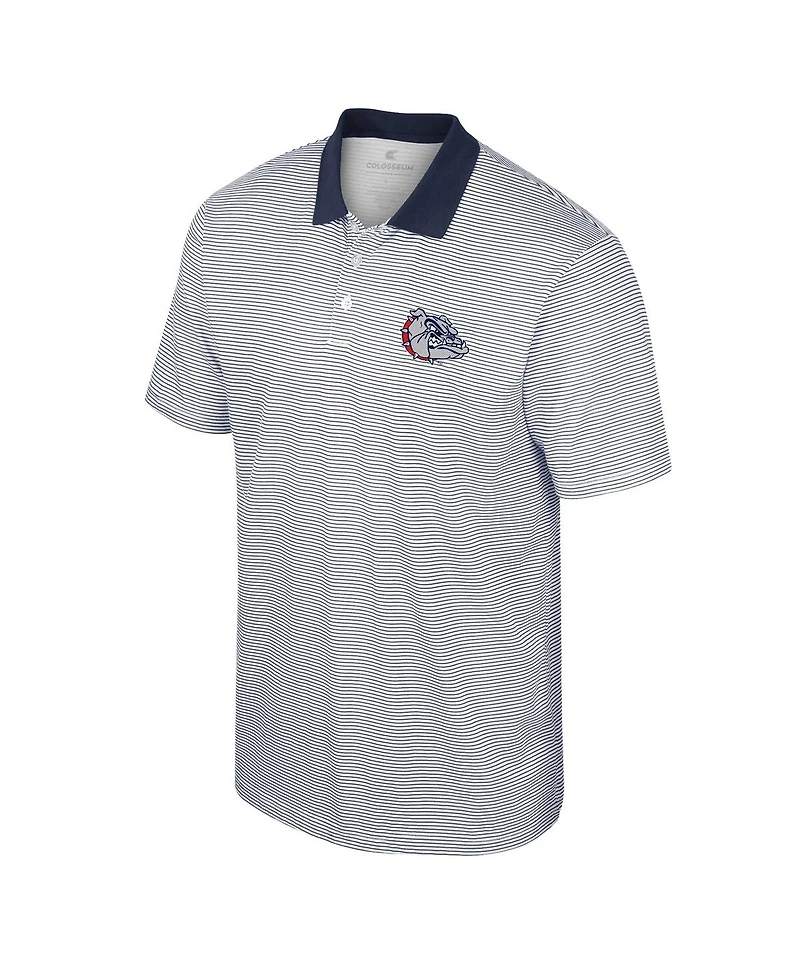 Men's Colosseum White, Navy Gonzaga Bulldogs Print Stripe Polo Shirt