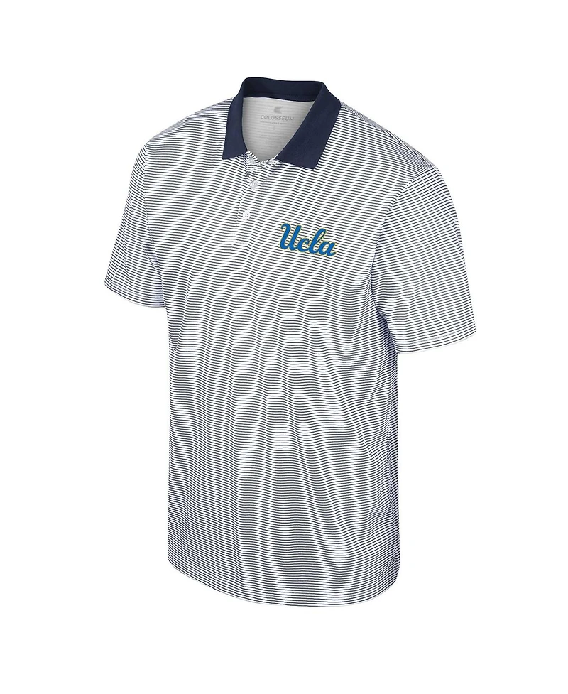 Men's Colosseum White Ucla Bruins Print Stripe Polo Shirt