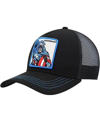 Men's Black Captain America Retro A-Frame Snapback Hat