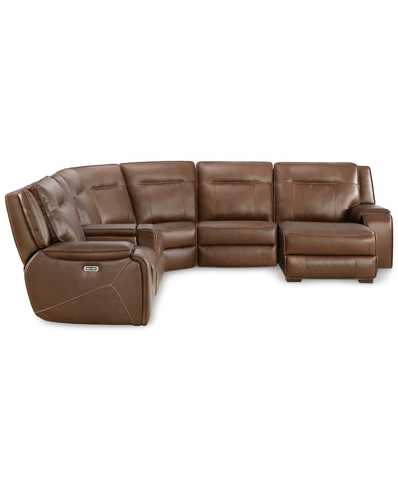 Closeout! Hansley 6-Pc. Zero Gravity Leather Sectional with 2 Power Recliners and Chaise, Created for Macy's