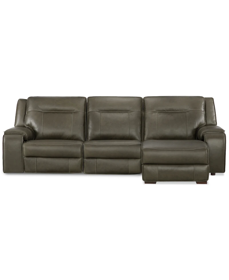 Closeout! Hansley 3-Pc Zero Gravity Leather Sofa with 2 Power Recliners and Chaise, Created for Macy's