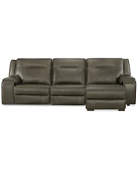 Closeout! Hansley 3-Pc Zero Gravity Leather Sofa with 2 Power Recliners and Chaise, Created for Macy's