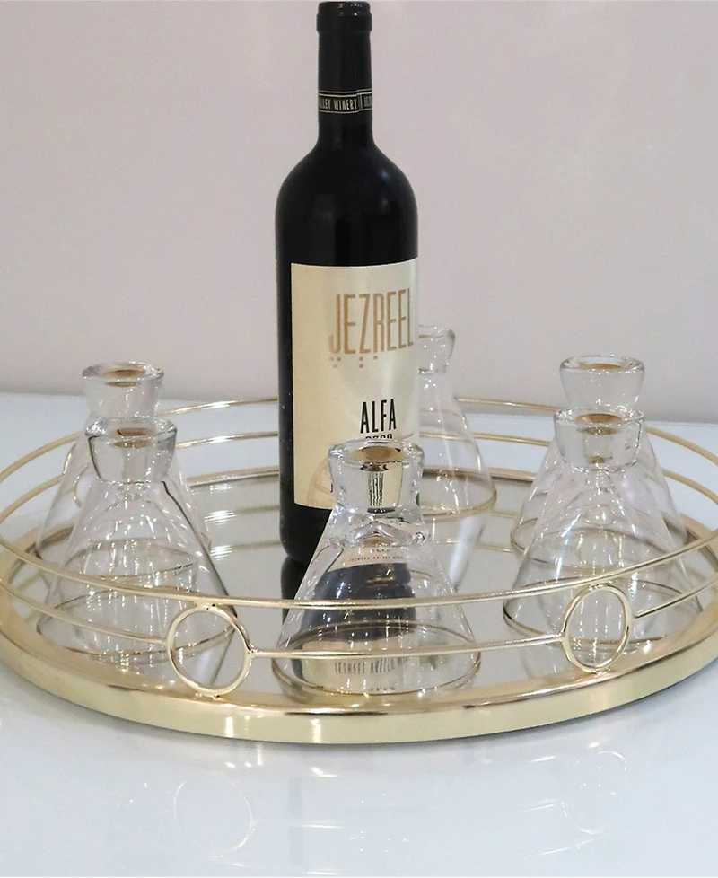 Design Round Mirror Tray, 15.5" D