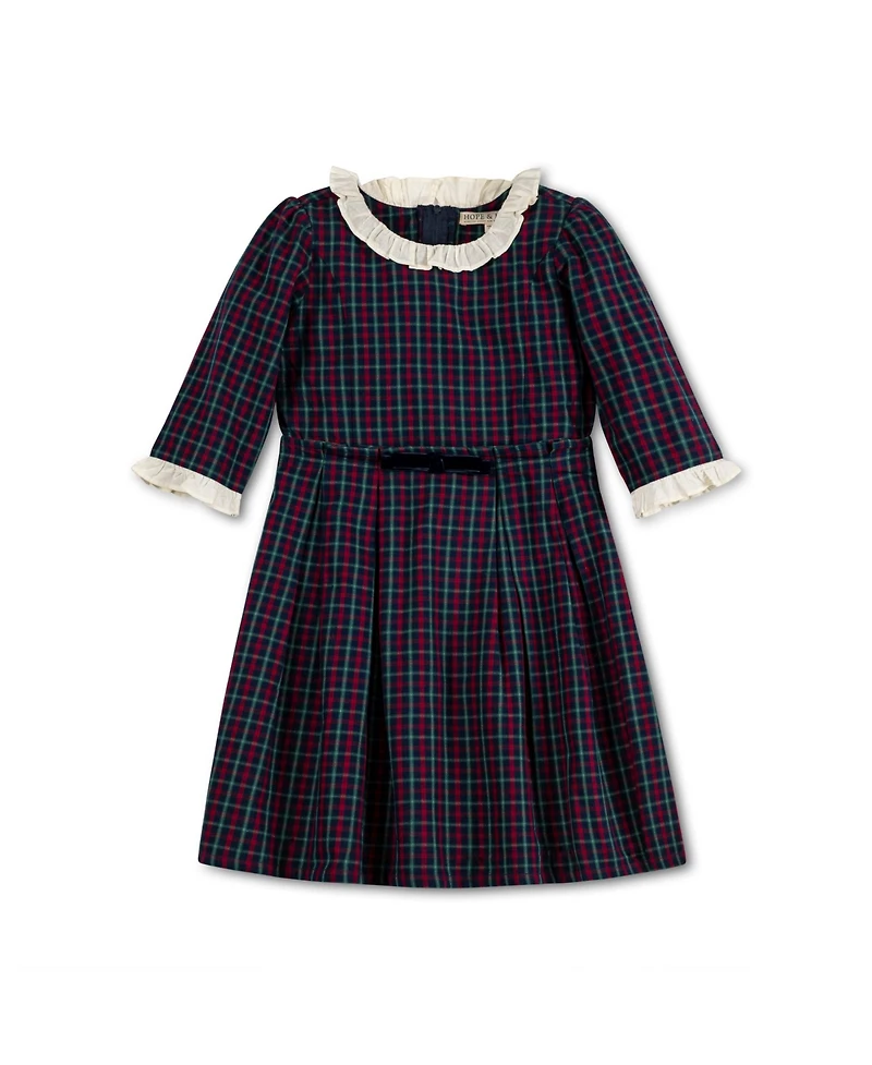 Hope & Henry Baby Girls 3/4 Sleeve Ruffle Trim Party Dress